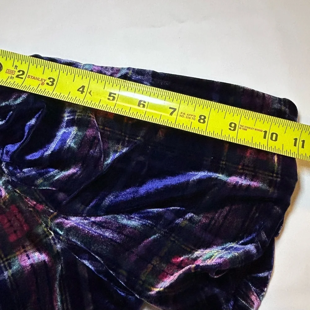 Boden Velvet Plaid Puff Sleeve Top - Navy, Red & Green size US 4 UK 8